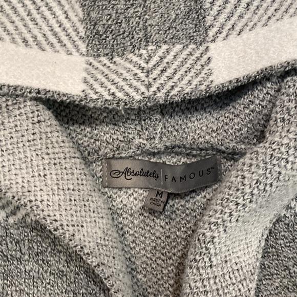 Absolutely Famous CARDIGAN long gray and white hooded with fringe design - Picture 4 of 8